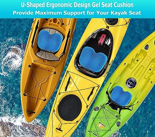 Kayak Gel Seat Cushion(Super Large & Thick), Anti Slip Waterproof Kayak Seat Pad for Ocean Kayak, Pedal Kayak, Canoe and Boat, Gel Kayak Cushion Soft & Breathable, Kayak Accessories for Fishing Kayak