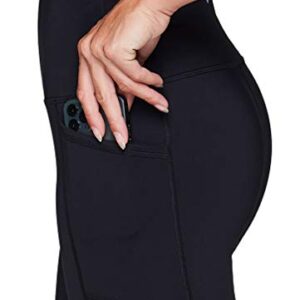 RBX Active Women's 7/8 Gym Legging Squat Proof Ankle Length Workout Yoga Legging with Pockets High Waisted Moisture Wicking Running Tights with Side Pockets 7/8 Jet Black L