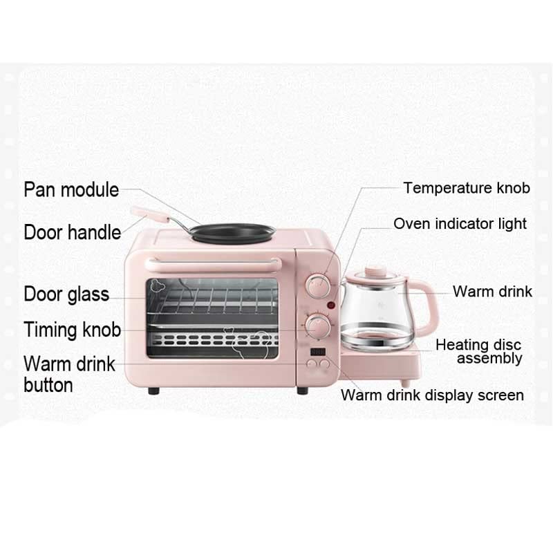 FZZDP MultiFunction Breakfast Machine Mini HouseHold Electric Oven Cake Baking Baking Baking Pan Warm DRINKING POT TOASTER