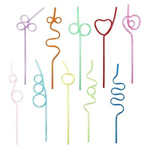 30 pcs crazy straws, 10 assorted colorful silly straws for kids, reusable silly straws for kids, great for parties and birthday party
