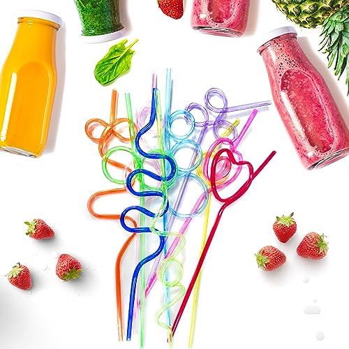 30 Pcs Crazy Straws, 10 Assorted Colorful Silly Straws for Kids, Reusable Silly Straws for Kids, Great for Parties and Birthday Party