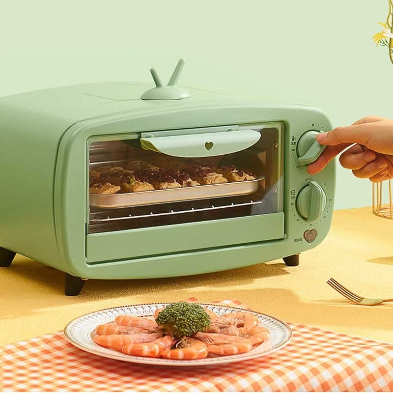 FZZDP Mini Household Electric Oven Multifunctional Pizza Cake Baking Oven With 60 minutes Timer Stainless Steel Toaster 2 Layers