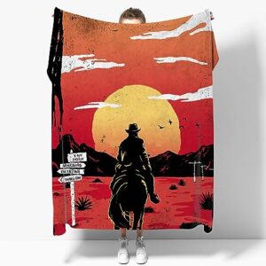 dead redemption 2 blanket super soft cozy warm fleece throw blanket fluffy plush lightweight bedding quilts for all season bed sofa couch 80"x60" large for men women