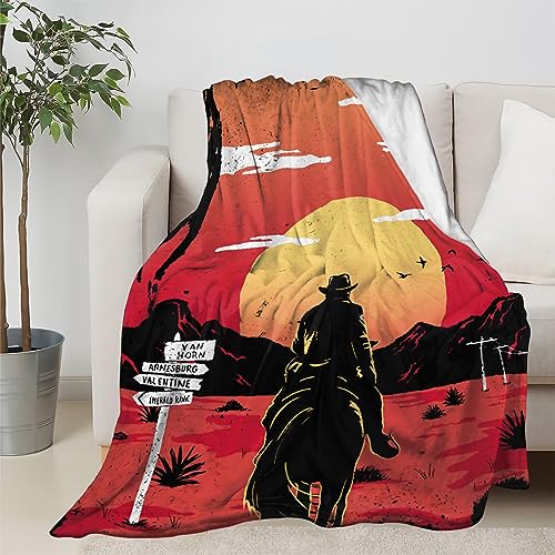 Dead Redemption 2 Blanket Super Soft Cozy Warm Fleece Throw Blanket Fluffy Plush Lightweight Bedding Quilts for All Season Bed Sofa Couch 80"x60" Large for Men Women