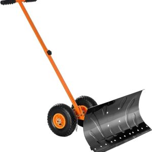 THUNDERBAY Snow Shovel with Wheels, Snow Pusher, Cushioned Adjustable Angle Handle Snow Removal Tool, 29" Blade, 10" Wheels