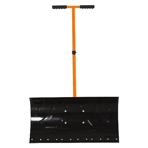 THUNDERBAY Snow Shovel with Wheels, Snow Pusher, Cushioned Adjustable Angle Handle Snow Removal Tool, 29" Blade, 10" Wheels