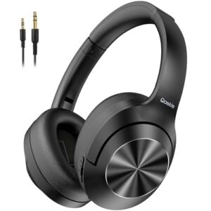 qaekie active noise cancelling headphones - 100h playtime wireless over ear bluetooth headphones deep bass, noise canceling wireless headphones with mic, hifi audio for adults travel/home/office