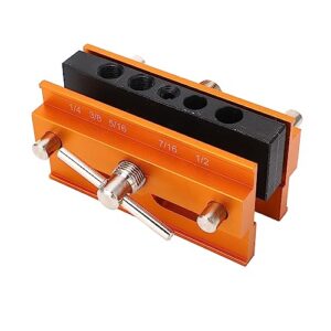 Drilling Guide, Self Centering Dowel Jig Kit Aluminum Alloy Orange 4 Holes Width Capacity Drill Positioner Adjustable Hand Tools, Drilling Holders