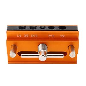 Drilling Guide, Self Centering Dowel Jig Kit Aluminum Alloy Orange 4 Holes Width Capacity Drill Positioner Adjustable Hand Tools, Drilling Holders