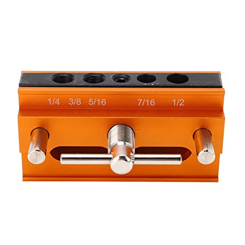 Drilling Guide, Self Centering Dowel Jig Kit Aluminum Alloy Orange 4 Holes Width Capacity Drill Positioner Adjustable Hand Tools, Drilling Holders