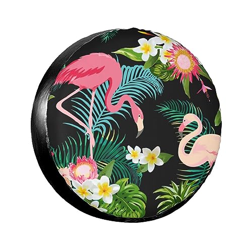 Flamingos Spare Tire Cover Wheel Protectors Weatherproof Wheel Covers Universal Fit for Trailer Rv SUV Truck Camper Travel Accessories 14 Inch in