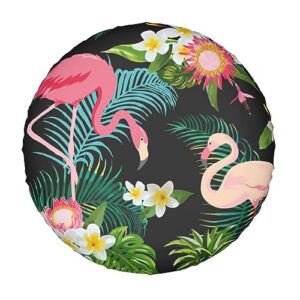 flamingos spare tire cover wheel protectors weatherproof wheel covers universal fit for trailer rv suv truck camper travel accessories 14 inch in