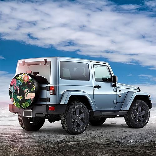 Flamingos Spare Tire Cover Wheel Protectors Weatherproof Wheel Covers Universal Fit for Trailer Rv SUV Truck Camper Travel Accessories 14 Inch in