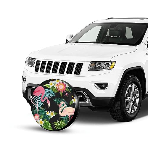 Flamingos Spare Tire Cover Wheel Protectors Weatherproof Wheel Covers Universal Fit for Trailer Rv SUV Truck Camper Travel Accessories 14 Inch in