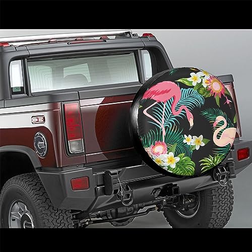 Flamingos Spare Tire Cover Wheel Protectors Weatherproof Wheel Covers Universal Fit for Trailer Rv SUV Truck Camper Travel Accessories 14 Inch in