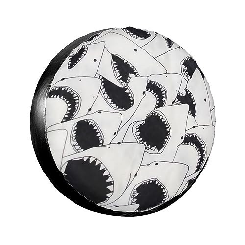Shark Spare Tire Cover Wheel Protectors Weatherproof Wheel Covers Universal Fit for Trailer Rv SUV Truck Camper Travel Accessories 16 Inch in