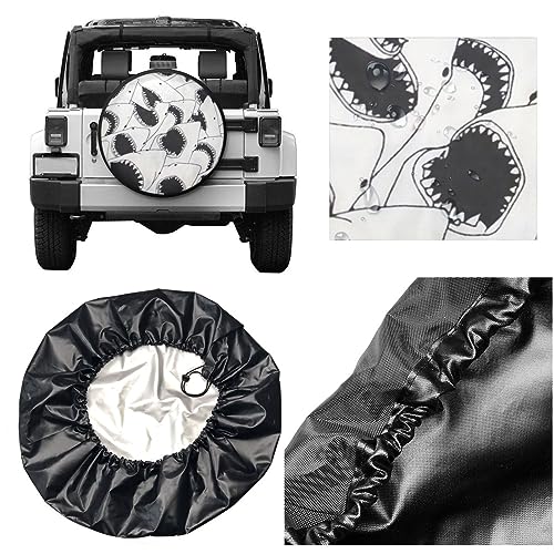 Shark Spare Tire Cover Wheel Protectors Weatherproof Wheel Covers Universal Fit for Trailer Rv SUV Truck Camper Travel Accessories 16 Inch in