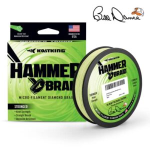 KastKing Superpower Braided Fishing Line & Hammer Braid Fishing Line Chartreuse, 4 Strand, 15LB, 300Yds