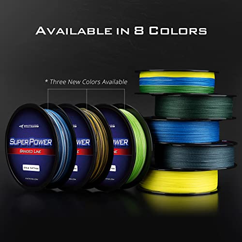 KastKing Superpower Braided Fishing Line & Hammer Braid Fishing Line Chartreuse, 4 Strand, 15LB, 300Yds