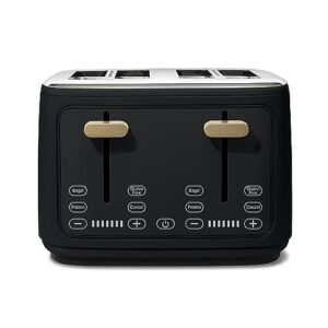 touchscreen toaster, toaster with touch-activated display, kitchenware by drew barrymore (4-slice, black sesame)