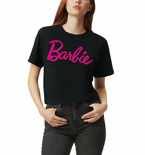 Barbie Women's Cropped Crewneck T-Shirt, Black