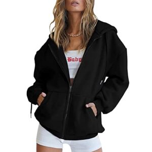 shaobge women's zip up hoodies teen girls oversized sweatshirt y2k clothing cute fall casual drawstring jacket with pockets