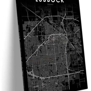 Decoohv Lubbock Tx Map Wall Art Texas USA Map Poster Texas Tech City Street Road Map Wall Decor Room Vertical Canvas Prints Pictures for Bedroom (24x36inch(60x90cm),Unframed)