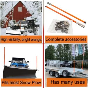 SEASAIL Snow Plow Blade Marker Guide Kit High Visibility Orange with Stainless Steel Joint Compatible with Most Snow Plow Not Easy to Break 36" Steel Wire Construction