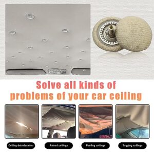 Kewucn 60 PCS Car Roof Headliner Repair Kit, Vehicle Roof Snap Rivets Retainer with Installation Tool, Auto Interior Ceiling Cloth Fixing Repair Button, Suitable for Most Cars (Beige Flannelette)