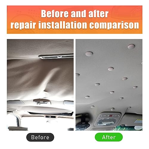 Kewucn 60 PCS Car Roof Headliner Repair Kit, Vehicle Roof Snap Rivets Retainer with Installation Tool, Auto Interior Ceiling Cloth Fixing Repair Button, Suitable for Most Cars (Beige Flannelette)