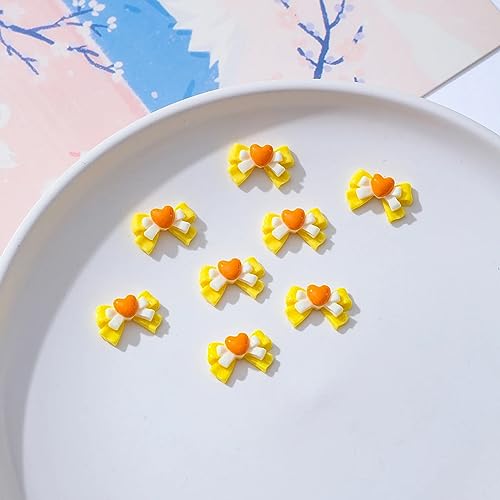 Bow Tie Nail Charms for Acrylic Nails，70PCS Girl Cute Resin Nail Rhinestones Decoration,Nail Jewels Y2K Accessories for Nail Art Supplies Manicure Craft DIY BBATT-HAPPY