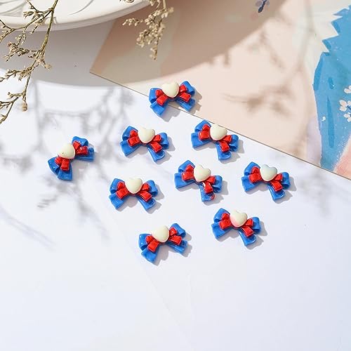 Bow Tie Nail Charms for Acrylic Nails，70PCS Girl Cute Resin Nail Rhinestones Decoration,Nail Jewels Y2K Accessories for Nail Art Supplies Manicure Craft DIY BBATT-HAPPY