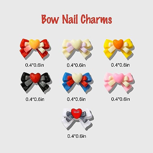 Bow Tie Nail Charms for Acrylic Nails，70PCS Girl Cute Resin Nail Rhinestones Decoration,Nail Jewels Y2K Accessories for Nail Art Supplies Manicure Craft DIY BBATT-HAPPY