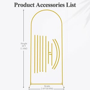 Gold Arch Backdrop Stand and White Weding Arch Cover Bundle 6FT