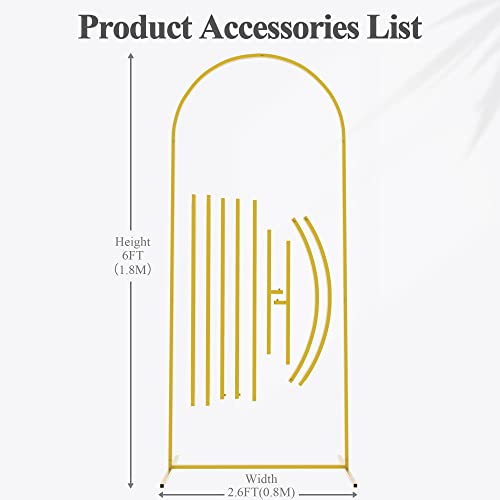 Gold Arch Backdrop Stand and White Weding Arch Cover Bundle 6FT