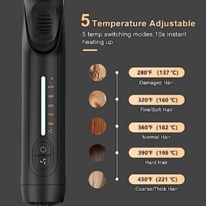 2-in-1 Hair Straightener and Hair Curler Iron with Ionic Cold Air, Flat Iron with 5 Temperature Adjustments, 360° Airflow Styling, 10S Fast Heating, Suitable for All Styles