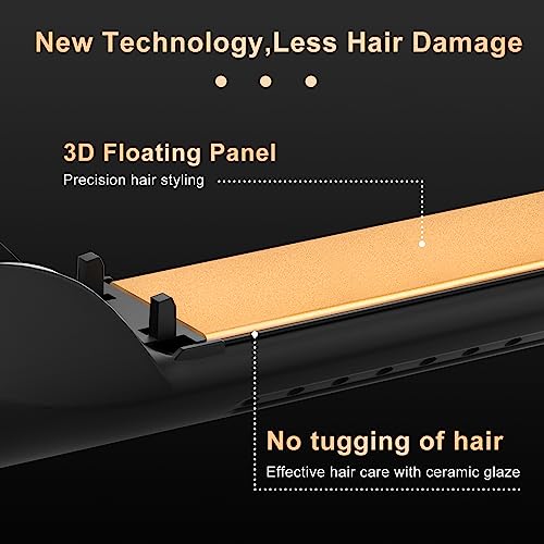 2-in-1 Hair Straightener and Hair Curler Iron with Ionic Cold Air, Flat Iron with 5 Temperature Adjustments, 360° Airflow Styling, 10S Fast Heating, Suitable for All Styles