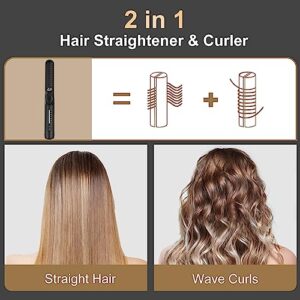 2-in-1 Hair Straightener and Hair Curler Iron with Ionic Cold Air, Flat Iron with 5 Temperature Adjustments, 360° Airflow Styling, 10S Fast Heating, Suitable for All Styles