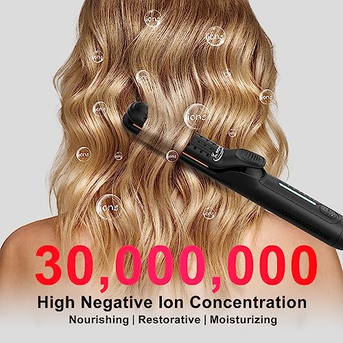 2-in-1 Hair Straightener and Hair Curler Iron with Ionic Cold Air, Flat Iron with 5 Temperature Adjustments, 360° Airflow Styling, 10S Fast Heating, Suitable for All Styles