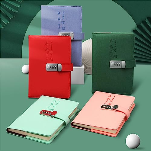 LIANXUE Vintage Leather Journal with Combination Lock Digital Password Journal with Bookmark Pen Loop Retro Privacy Notebook