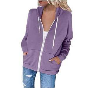 ZunFeo camo sweatshirt jewelry deals 2023 Zip Up Hoodie Y2k Women Long Sleeve Casual Sweatshirts Lightweight Drawstring Sweater Jackets Fall Fashion Clothes Purple M