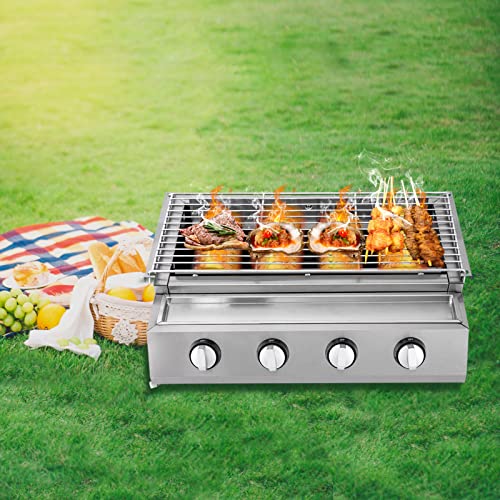 Rosyouth Portable Gas Grill, BBQ Propane Gas Grill, Stainless Steel Grill for Outdoor Grilling Camping Picnic Traveling