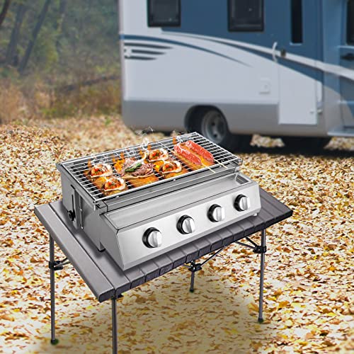 Rosyouth Portable Gas Grill, BBQ Propane Gas Grill, Stainless Steel Grill for Outdoor Grilling Camping Picnic Traveling