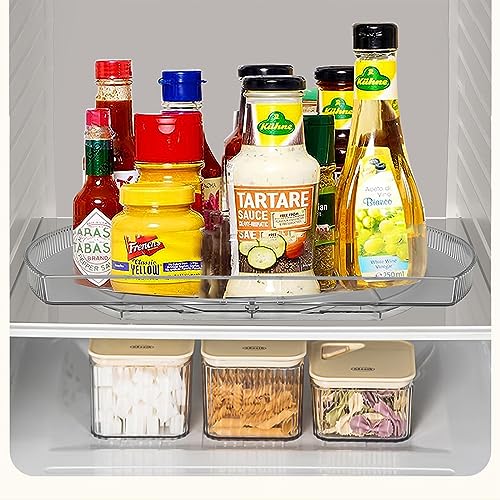 Lazy Susan Storage Turntable for Refrigerator, 16.5'' Transparent Swivel Fridge Lazy Susan Turntable Organizer, Lazy Susan Turntable for Fridge, Pantry, Cabinet, Dining Table, Kitchen (Clear)