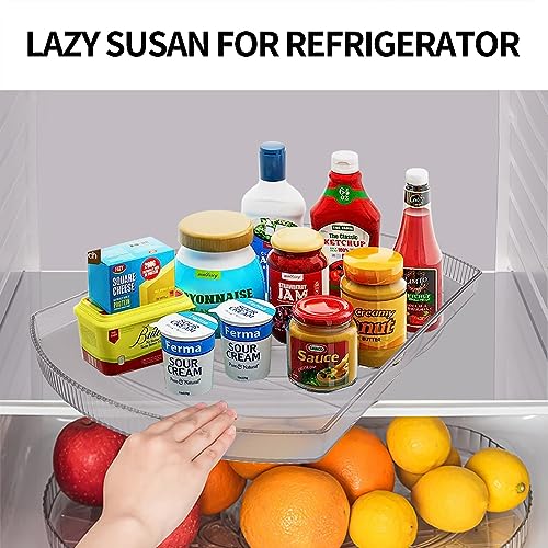 Lazy Susan Storage Turntable for Refrigerator, 16.5'' Transparent Swivel Fridge Lazy Susan Turntable Organizer, Lazy Susan Turntable for Fridge, Pantry, Cabinet, Dining Table, Kitchen (Clear)