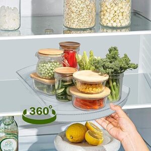 Lazy Susan Storage Turntable for Refrigerator, 16.5'' Transparent Swivel Fridge Lazy Susan Turntable Organizer, Lazy Susan Turntable for Fridge, Pantry, Cabinet, Dining Table, Kitchen (Clear)