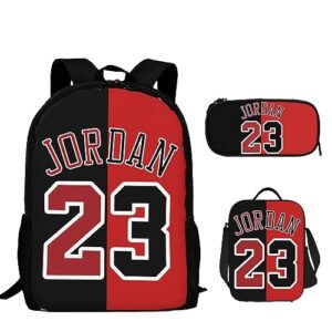 bijasani basketball 23 backpack 3pcs laptop backpack with lunch box and pencil case outdoor lightweight daypack