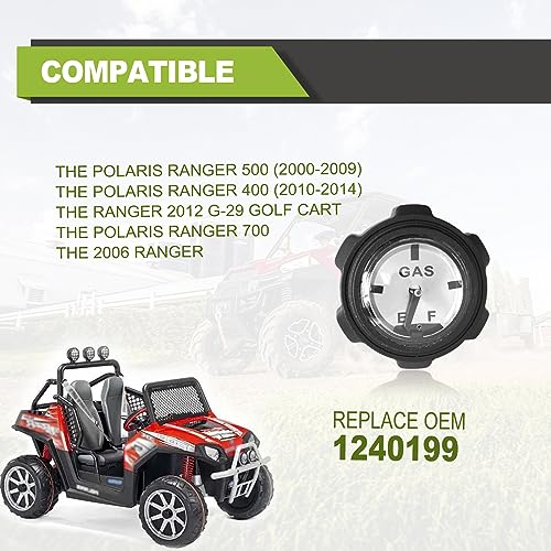 Ranger Gas Cap with Gauge, UTV Fuel Gas Cap Gauge Compatible with Polaris Ranger 400 425 500 700 TM Fuel Gauge # 1240119, Anti-Corrosion Material