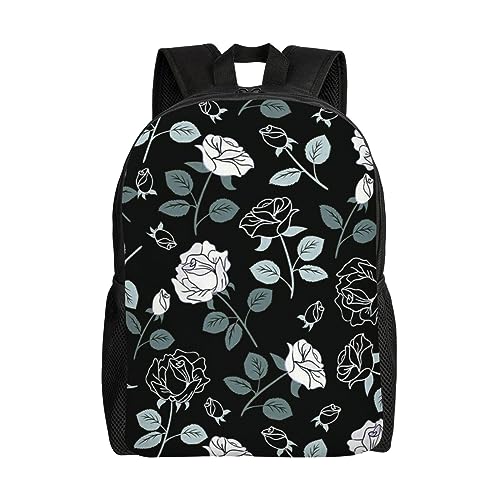 OPSREY Rose Gothic Print Laptop Backpack Bag Lightweight Large Capacity Casual Travel Daypack For Men Women