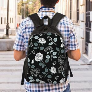 OPSREY Rose Gothic Print Laptop Backpack Bag Lightweight Large Capacity Casual Travel Daypack For Men Women